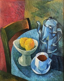 Painting Blue coffee pot | Blauer Kaffeekanne | Картина Голубой кофейник | La peinture Cafetière bleue | Cuadro Cafetera azul