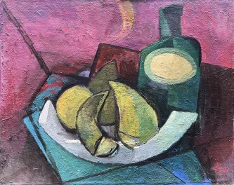 Art - Green bottle and pears | Grüne Flasche und Birnen | Картина Зеленая бутылка и груши | La peinture Bouteille verte et poires | Cuadro Botella verde y peras