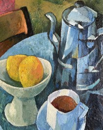 Painting Blue coffee pot | Blauer Kaffeekanne | Картина Голубой кофейник | La peinture Cafetière bleue | Cuadro Cafetera azul