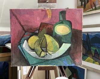 Art - Green bottle and pears | Grüne Flasche und Birnen | Картина Зеленая бутылка и груши | La peinture Bouteille verte et poires | Cuadro Botella verde y peras